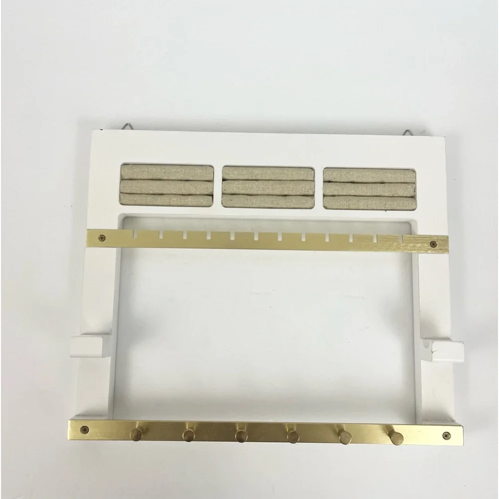 Jewelry Accessory Frame by Hives & Honey White and Gold Wall Mounting Organizer